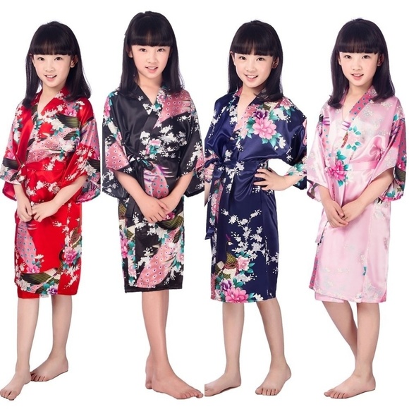 Kids Robe Satin Children Kimono Robes Bridesmaid F - Picture 4 of 4